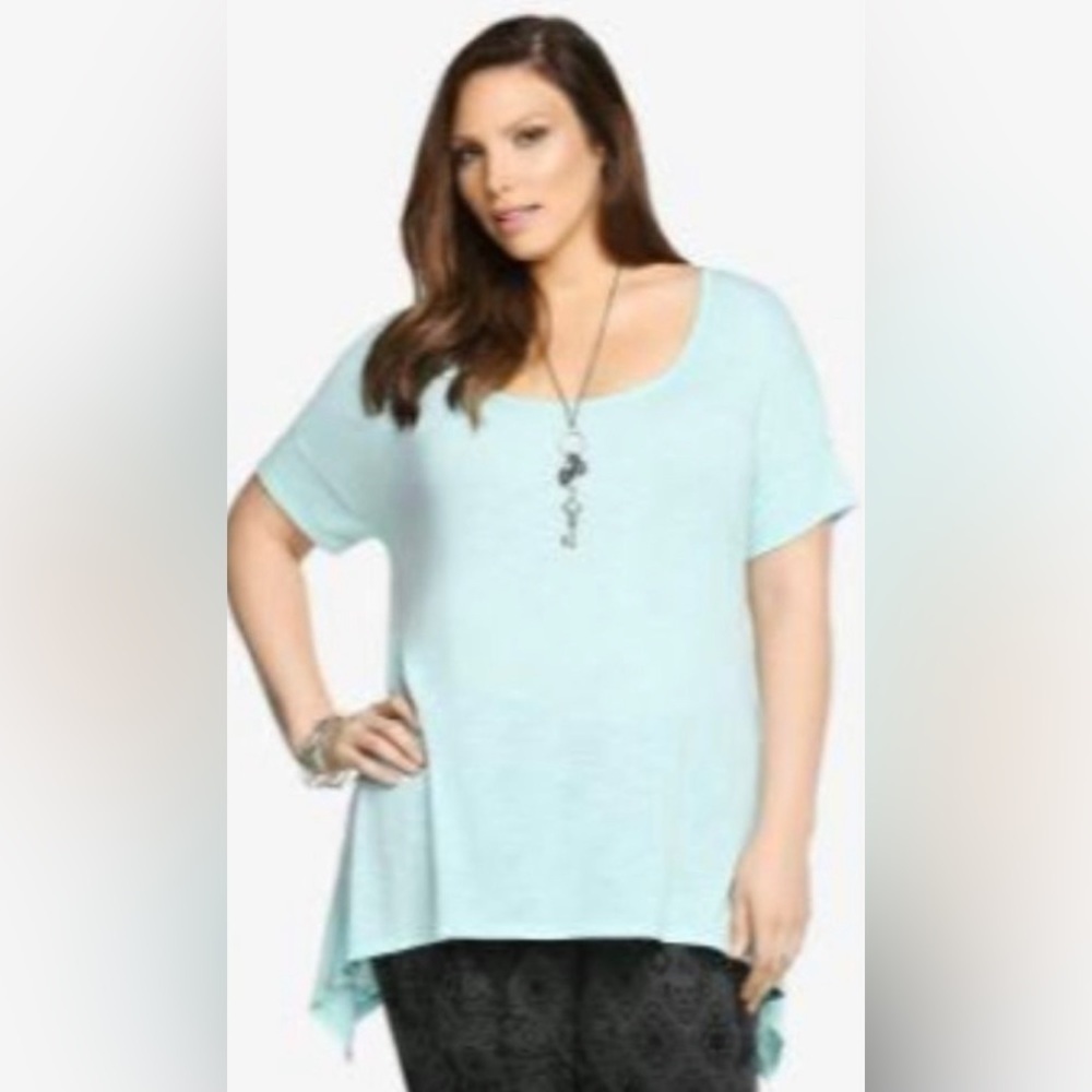 Torrid mint green short sleeve lace top